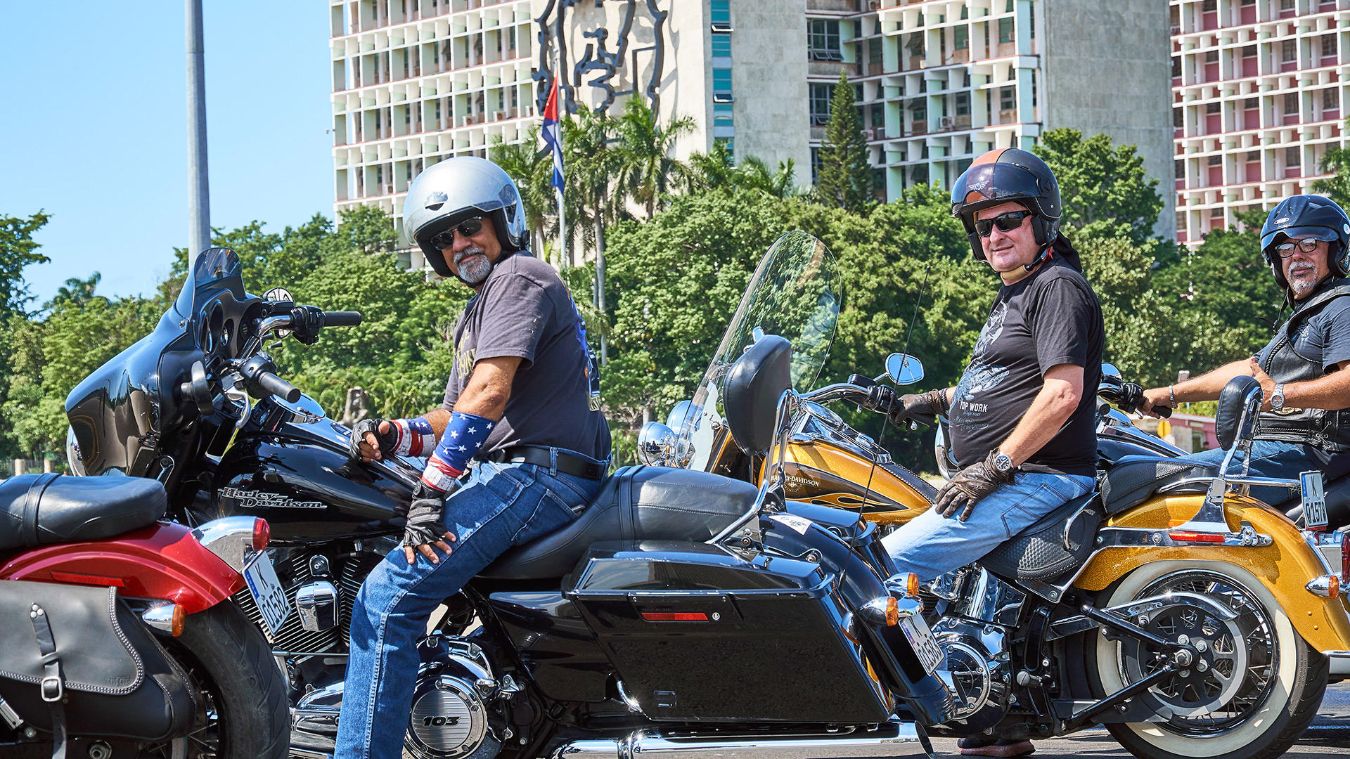 Riding a motorcycle through Cuba