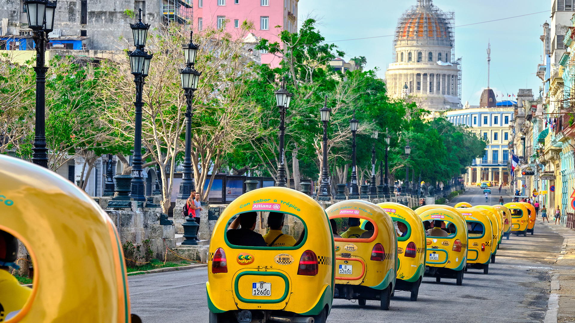 Coco Taxi Caravan through Havana